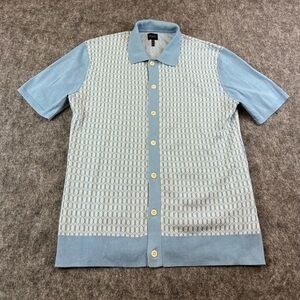 Good Man Brand Sky Blue Patterned Button Down Shirt Size Medium 100% Cotton